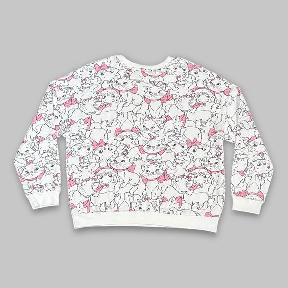 Disney Aristocats Marie Allover Print White Crewneck Sweatshirt - Women’s Size L - Picture 2 of 4